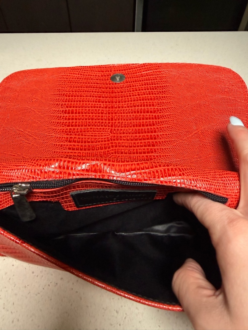 Donald J. Pliner Red Textured Crossbody with Chain Strap - Picture 4 of 6